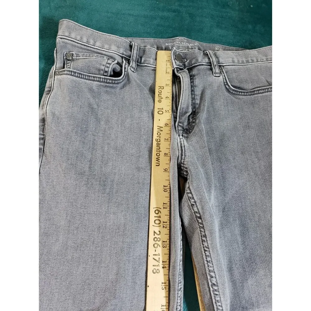 Banana Republic Jeans Size 32x30 Mens Gray Pants Stretch Traveler Slim Straight